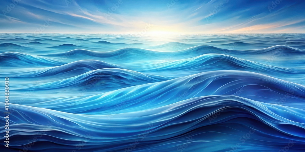 Fototapeta premium Layered blue waves creating a calming ocean effect for a serene background