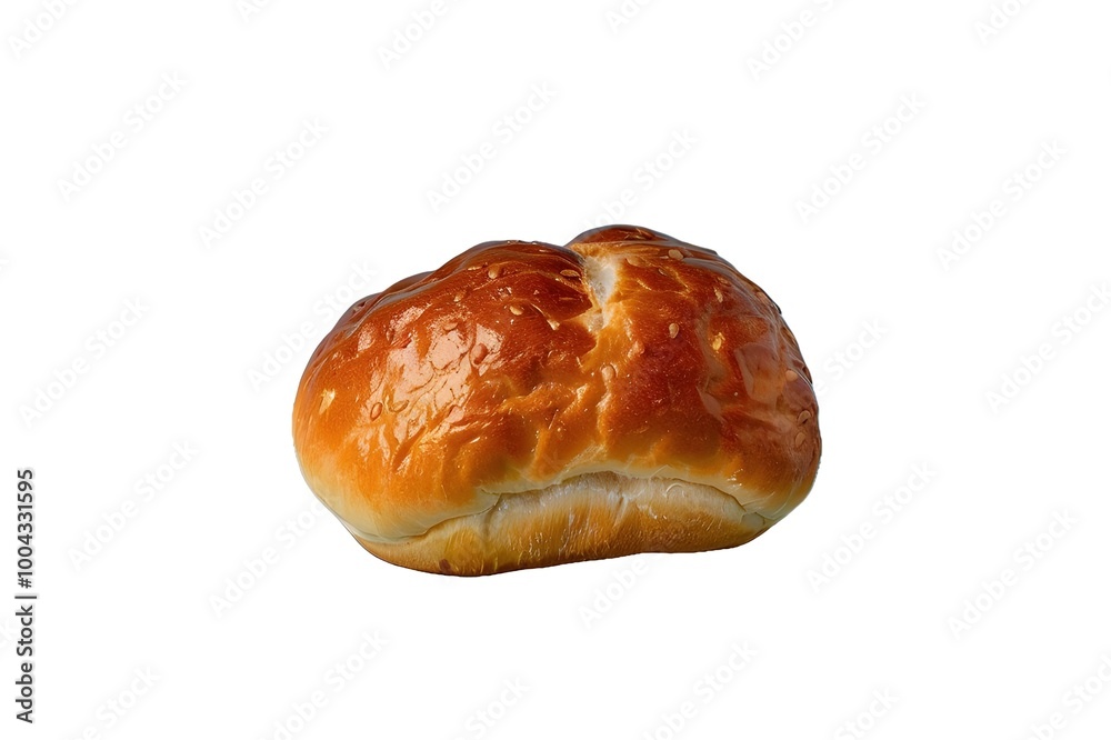 A single hazelnut bread bun isolated on a Blue background, an ultra realistic photographic A single hazelnut bread bun isolated on a Blue background, an ultra realistic photographic