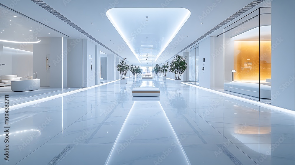 Obraz premium A clean tech showroom with modern innovations in green energy technologies. 
