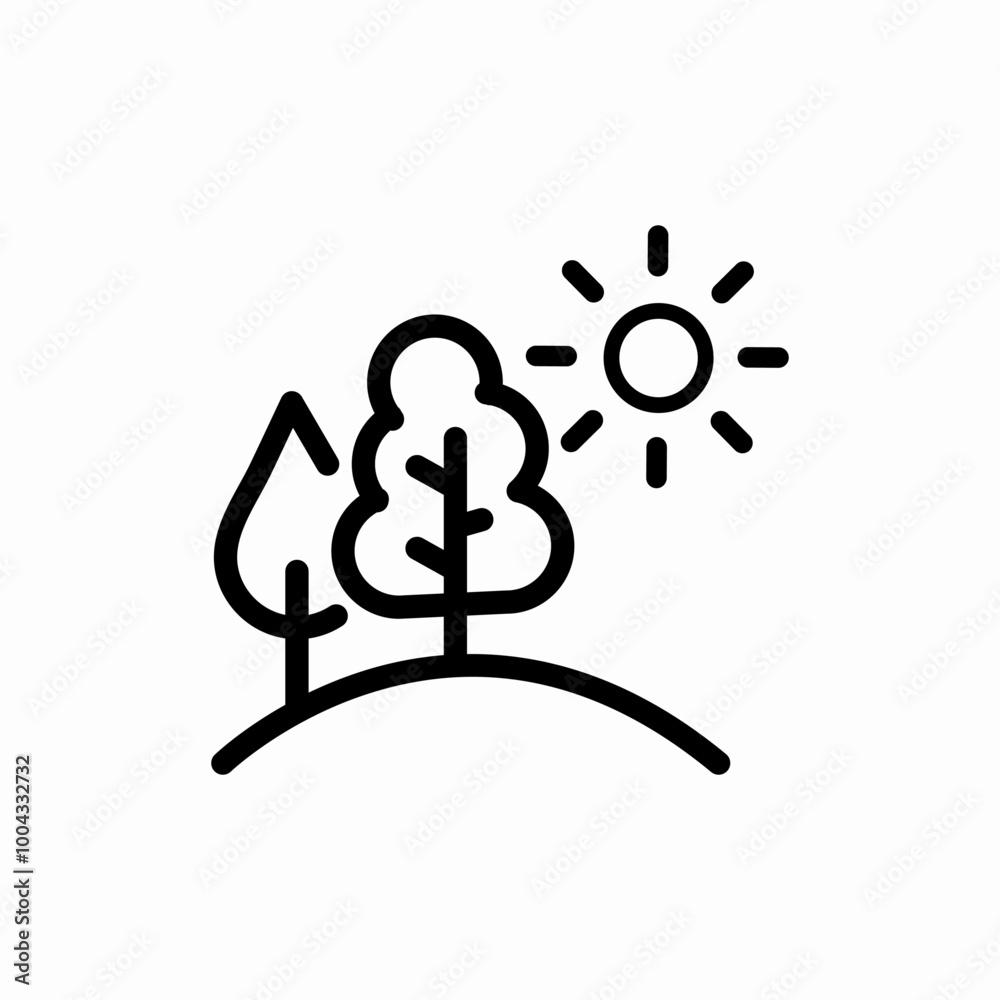 nature trees and sun icon sign vector nature trees and sun icon sign vector