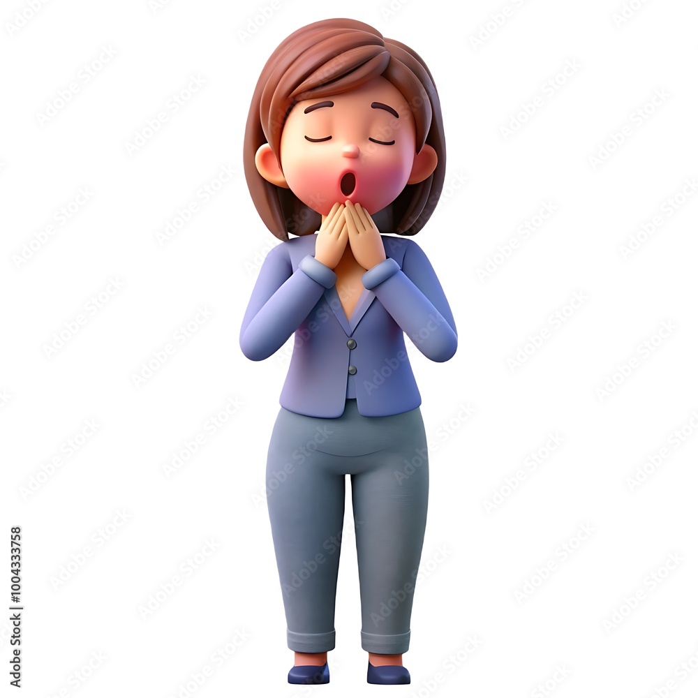 Sleepy 3D Girl Character Isolated on White Background Sleepy 3D Girl Character Isolated on White Background