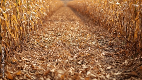 Wallpaper Mural A Path Through a Field of Dried Corn Stalks Torontodigital.ca