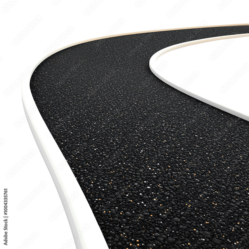 Curved asphalt road with a white line on transparent background. Stock ...
