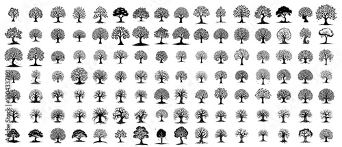 variety of tree silhouettes featuring diverse shapes and sizes vector shape
