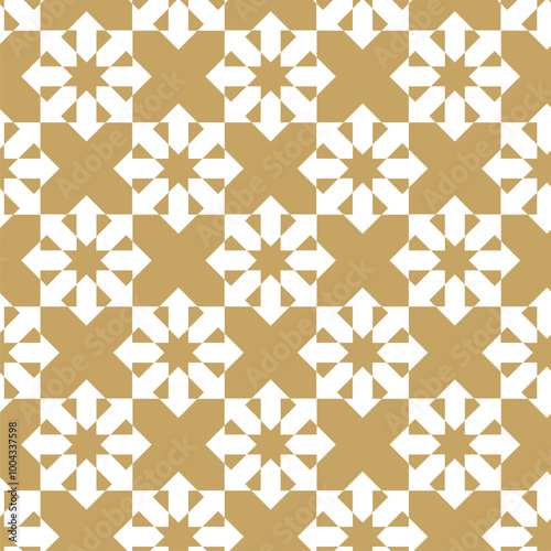 Wallpaper Mural Abstract geometric pattern with crosses, stripes, lines. Seamless vector background. White and gold ornament. Modern reticulated graphic design. Torontodigital.ca