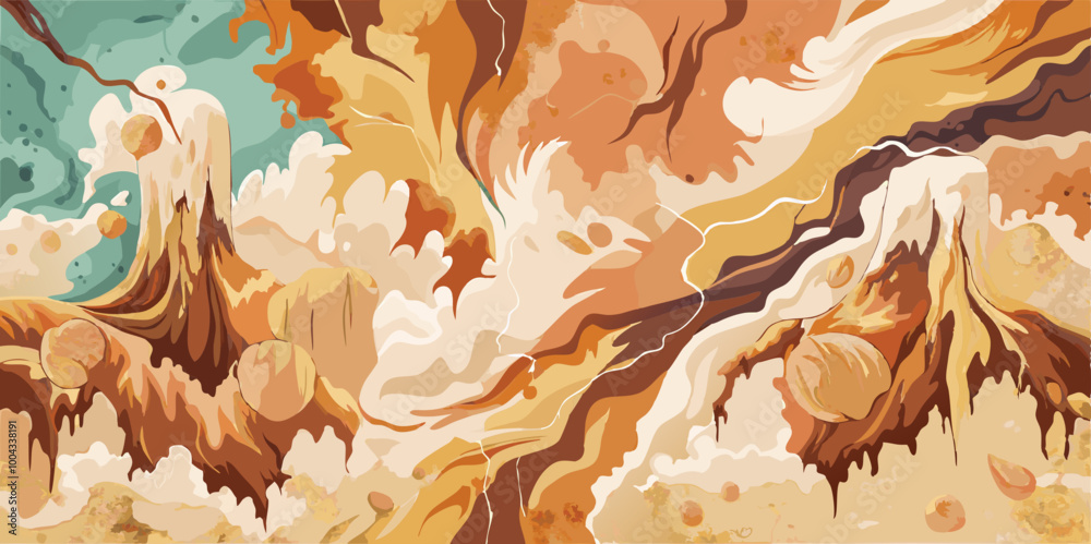 Naklejka premium Watercolor beige texture for cards, Brushes and splashes. Painted pattern for design.