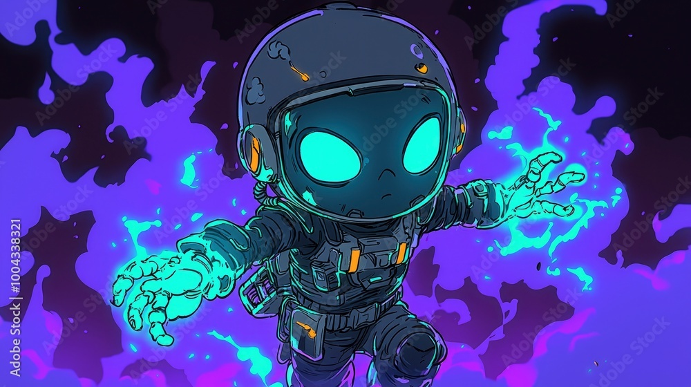 Astronaut with Glowing Hand Reaching Out into a Purple and Blue Nebula Astronaut with Glowing Hand Reaching Out into a Purple and Blue Nebula