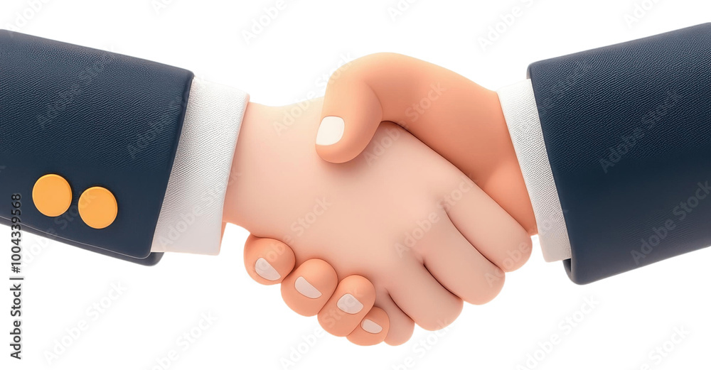 A stylized handshake between two cartoon-style hands representing agreement, partnership, or collaboration in a business context. A stylized handshake between two cartoon-style hands representing agreement, partnership, or collaboration in a business context.