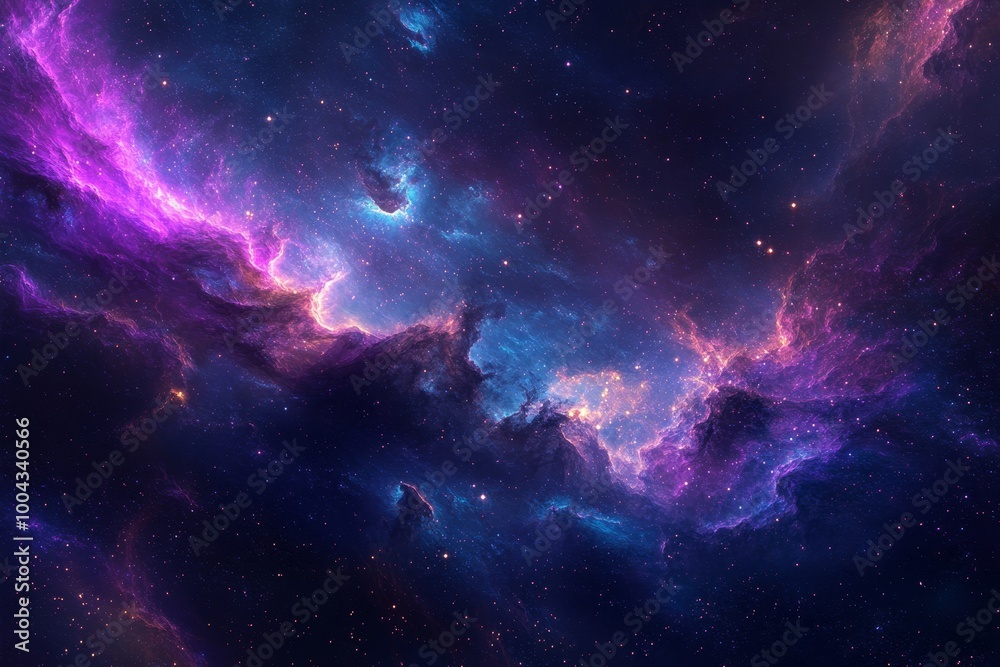 Deep dark galaxy with vibrant nebulas and scattered stars. High-contrast colors in purple and blue tones create a cosmic, otherworldly scene. Deep dark galaxy with vibrant nebulas and scattered stars. High-contrast colors in purple and blue tones create a cosmic, otherworldly scene.