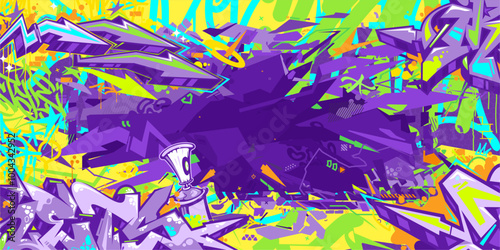 Trendy Abstract Hip Hop Urban Street Art Graffiti Style Vector Illustration Background Banner