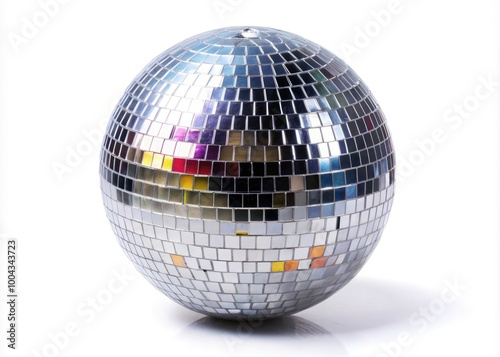 Shiny Silver Disco Ball Isolated on White Background for Party and Dance Floor Decorations