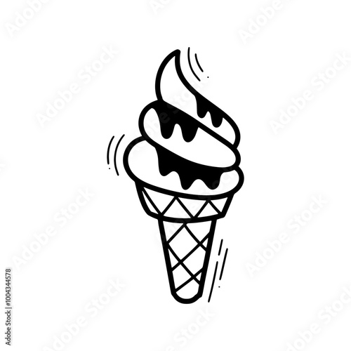 Hand Drawn Ice Cream Illustration. Doodle Vector. Isolated on White Background - EPS 10 Vector