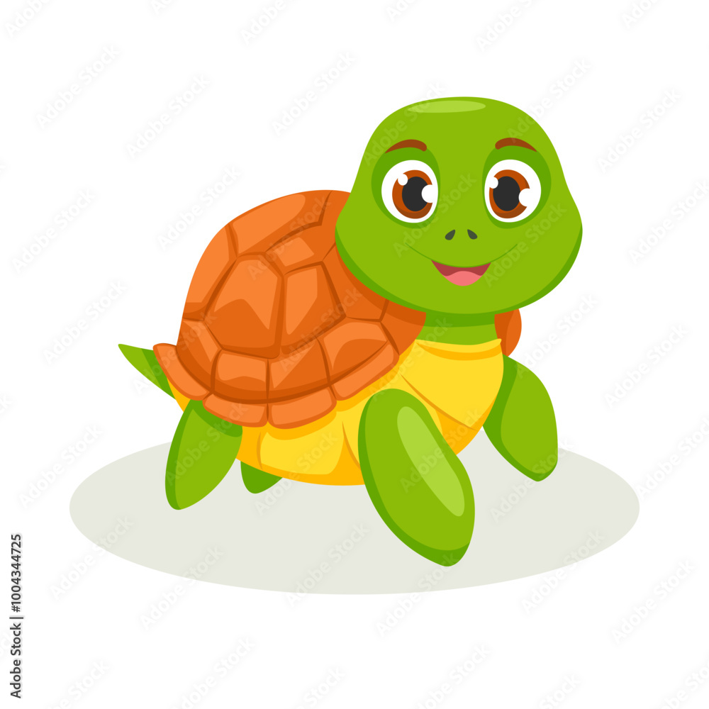 Cute cartoon Turtle, wild animal baby turtle. Wild nature little turtle vector illustration isolated on white background. Cute cartoon Turtle, wild animal baby turtle. Wild nature little turtle vector illustration isolated on white background.