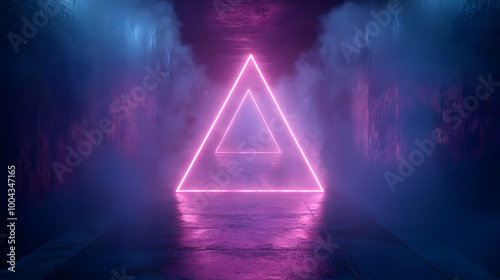 Neon Triangle Glow 3D Illustration