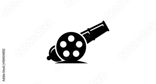 Cannon with Roll film For Cinema film logo design