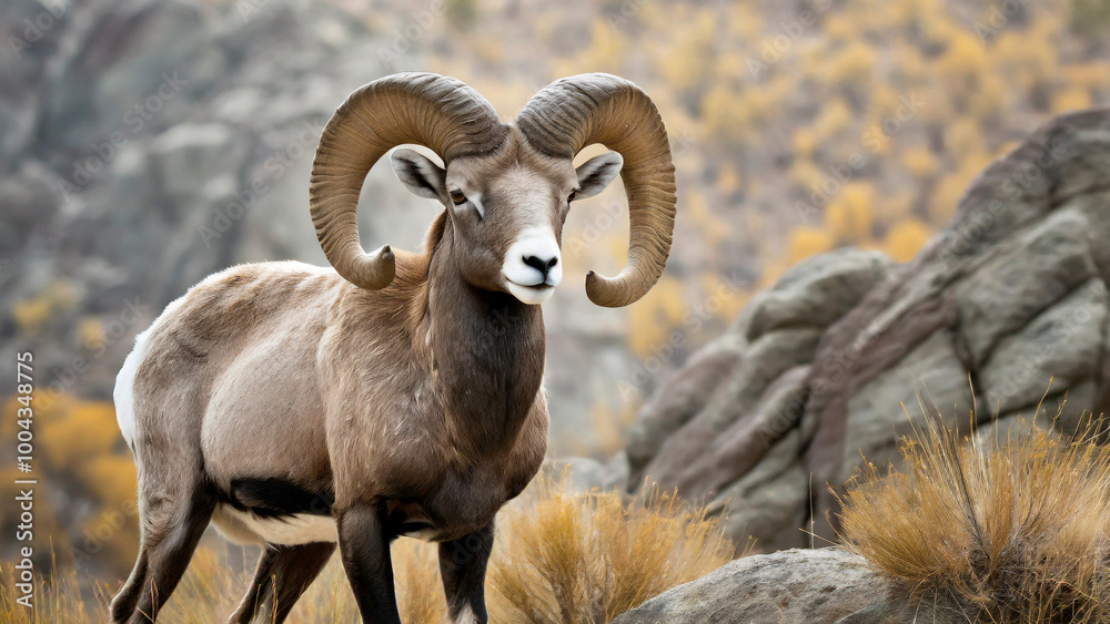 Desert Bighorn Sheep Ram in mountains Desert Bighorn Sheep Ram in mountains