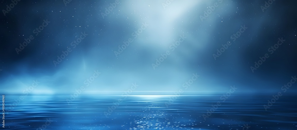 Minimalist Blue Gradient with Starry Sky and Water Reflection