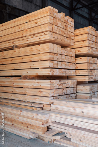 Warehouse with various types of timber