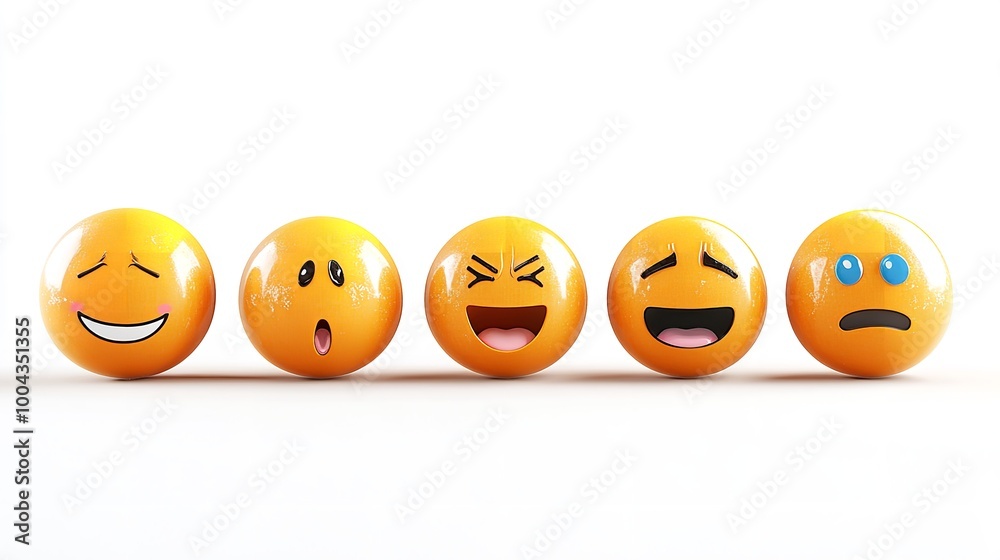 3D Set of Emoticons - Happy Emoji Isolated on White Background
3D Set of Emoticons - Happy Emoji Isolated on White Background