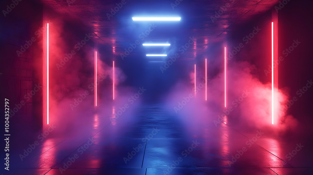 Abstract 3D Neon Lights Tunnel Background Abstract 3D Neon Lights Tunnel Background