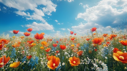 Beautiful 4K Flower Field Wallpaper Featuring Lush Colorful Background