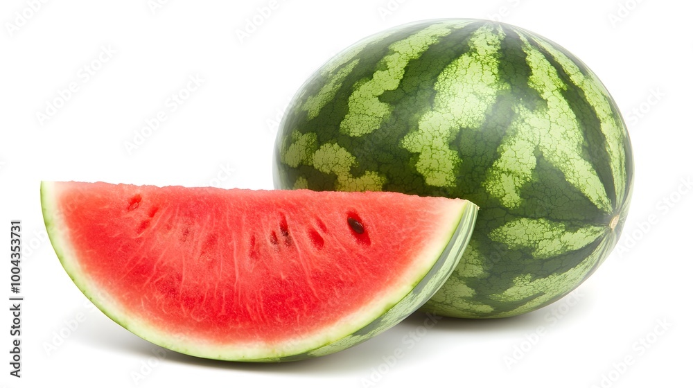 Fresh Sliced Watermelon Fruit on Plain Background Fresh Sliced Watermelon Fruit on Plain Background