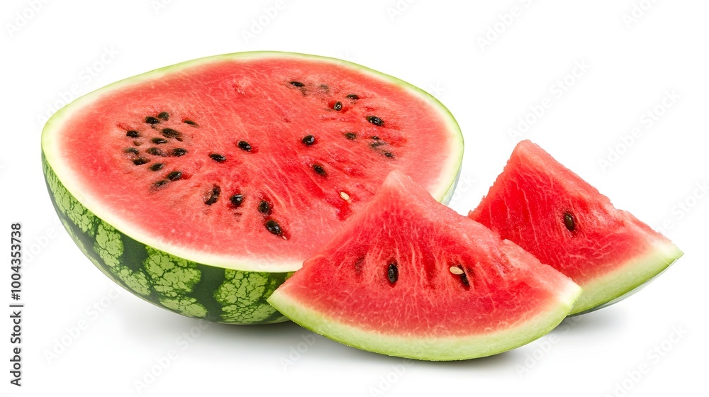 Juicy Watermelon Slices on a White Background Juicy Watermelon Slices on a White Background