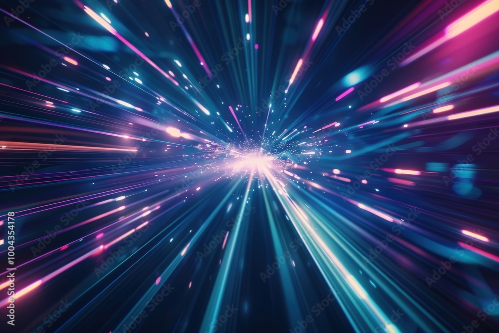 Naklejka premium A bright blue and purple light with a lot of white and red streaks, generative ai image