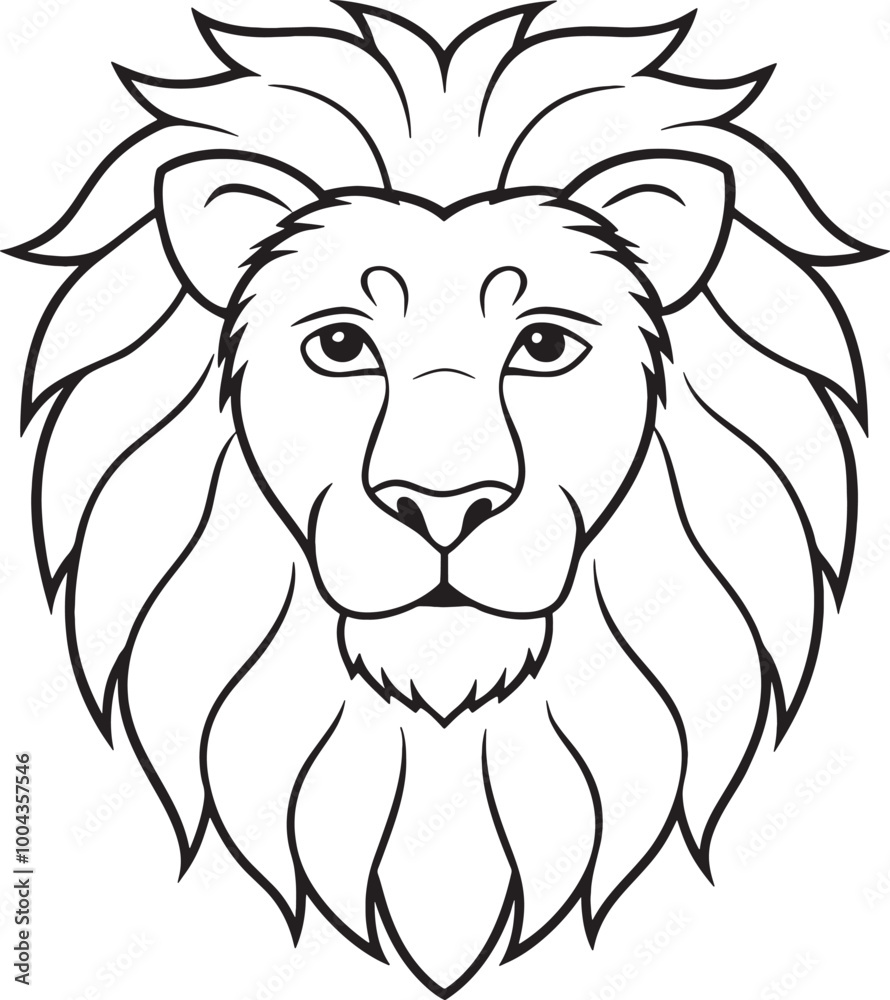 Fototapeta premium Lion head silhouette with white background