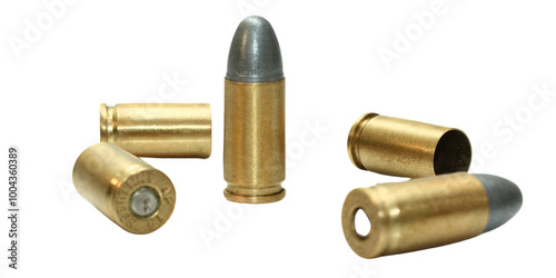 Konstfotografi Bullets and shells pistol handgun die cut transparent