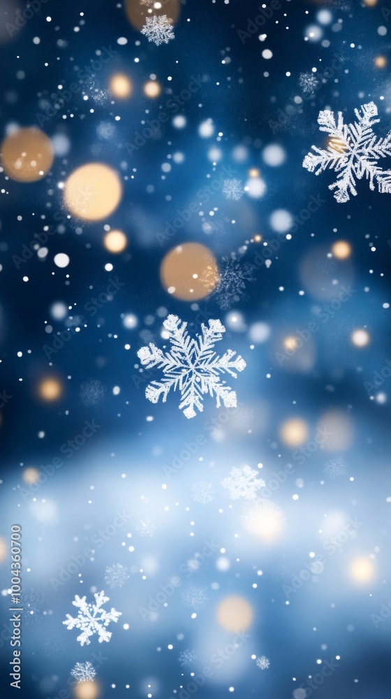 Winter night with falling snowflakes and bokeh Winter night with falling snowflakes and bokeh