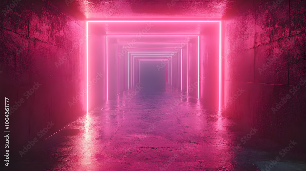 Neon Pink Tunnel 3D Illustration Neon Pink Tunnel 3D Illustration