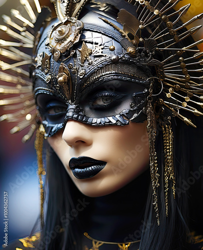 Woman of Black Magic. Generative AI, non-existent person.	