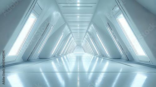 Futuristic White Corridor 3D Illustration