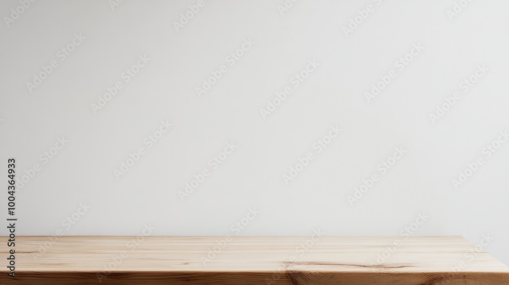 A wooden table sits in front of a white wall, with no furniture or decorations on it. The wall is plain and unadorned, giving the room a simple and minimalistic feel A wooden table sits in front of a white wall, with no furniture or decorations on it. The wall is plain and unadorned, giving the room a simple and minimalistic feel