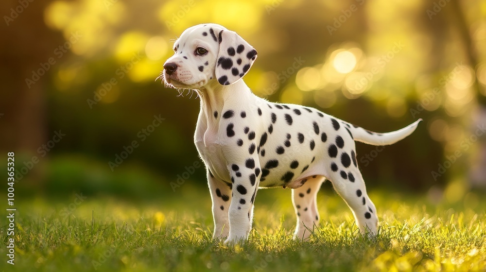 Dalmatian puppy enjoying the outdoors in a bright, natural setting Dalmatian puppy enjoying the outdoors in a bright, natural setting