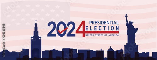 USA Presidential Election 2024 Promotion banner, Poster, Card and  vector illustration background.