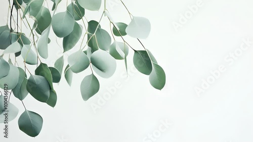 Wallpaper Mural Green eucalyptus leaves on white background. Torontodigital.ca