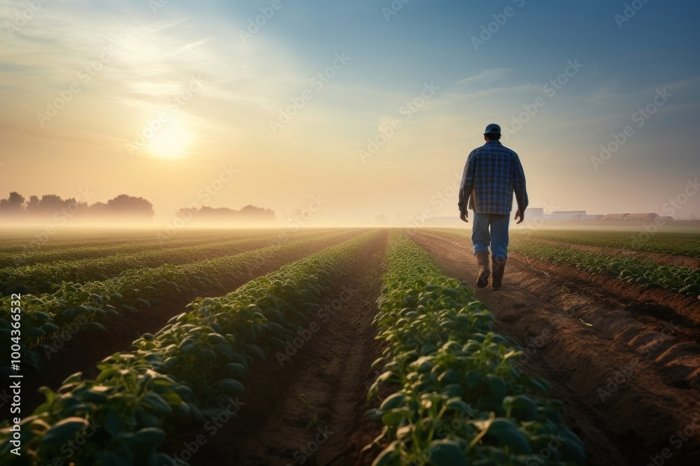 Fototapeta premium Walking field sky agriculture.