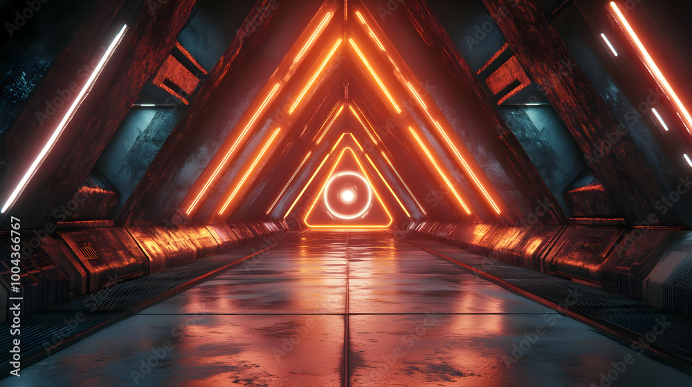 Futuristic Neon Tunnel 3D Illustration Futuristic Neon Tunnel 3D Illustration