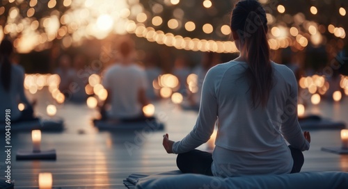 Outdoor Group Meditation Session at Sunset in a Relaxing Atmosphere
