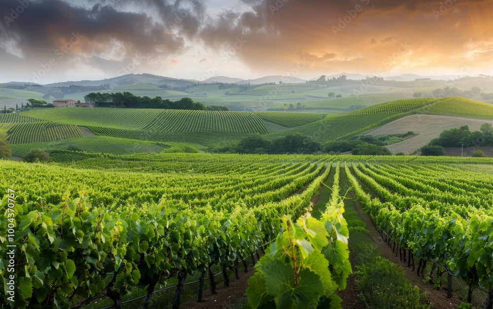 Vineyard Rows in Rolling Hills Vineyard Rows in Rolling Hills