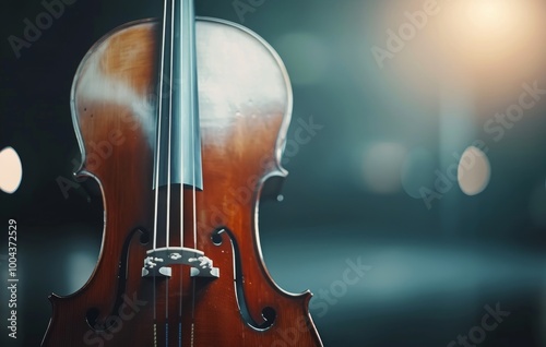 Close-Up Of A Wooden Violin Under Soft Lighting With Dark Background