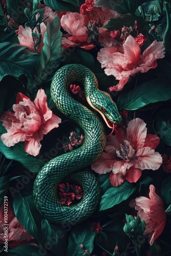 Snake in flowers