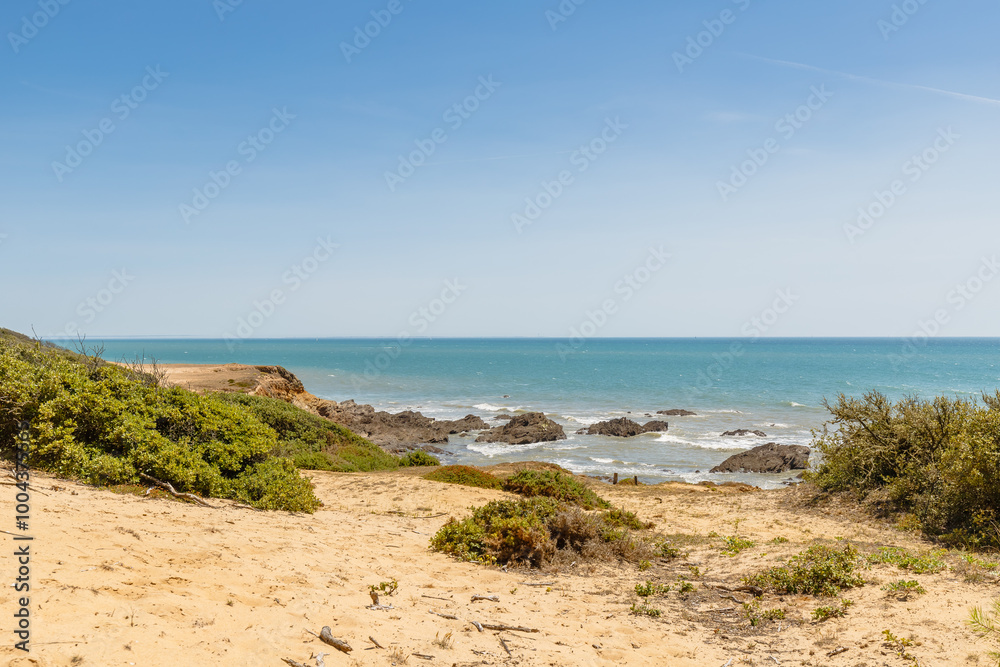 view of Pointe du Payre beach, Jard sur mer, France