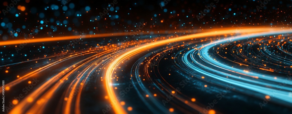 Obraz premium Dynamic Abstract Technology Background with Light Streaks, AI generated illustration