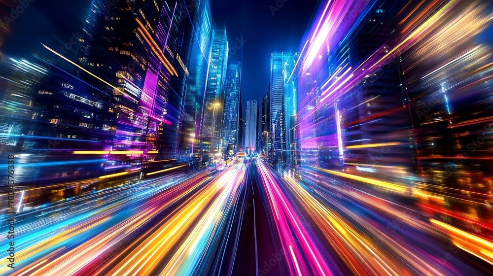 Cityscape at Night with Long Exposure Light Trails Cityscape at Night with Long Exposure Light Trails