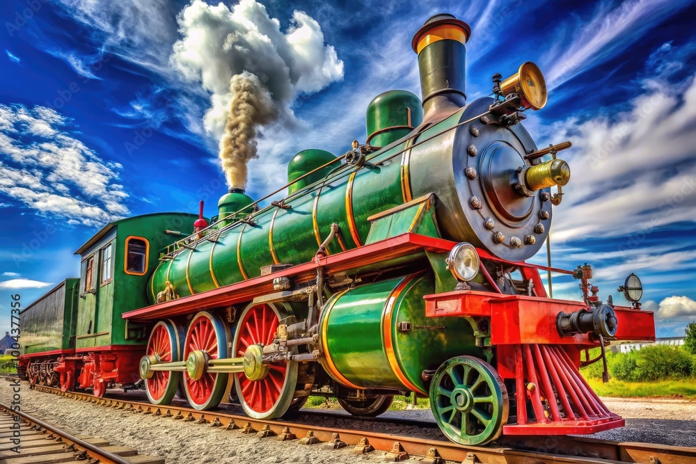 Fototapeta premium Vintage Steam Whistle on a Locomotive, Symbolizing Industrial Heritage and Mechanical Engineering