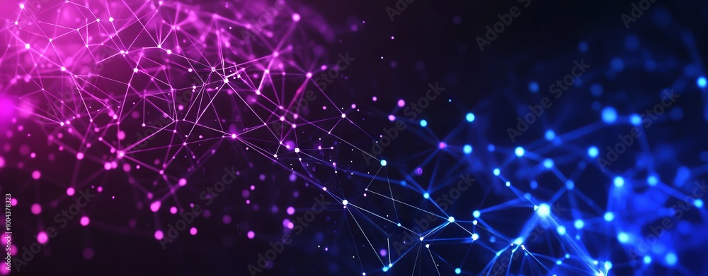 Abstract Futuristic Background with Blue and Purple Glowing Dots, AI generated illustration Abstract Futuristic Background with Blue and Purple Glowing Dots, AI generated illustration