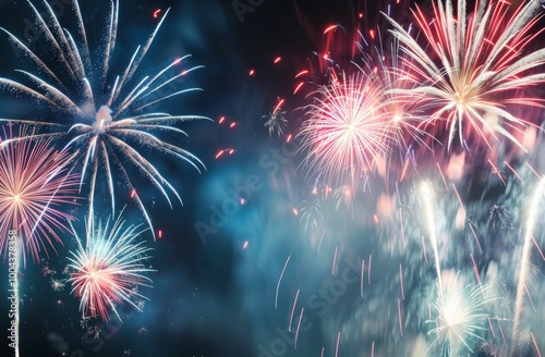 Fireworks Display With Smoke and Bokeh